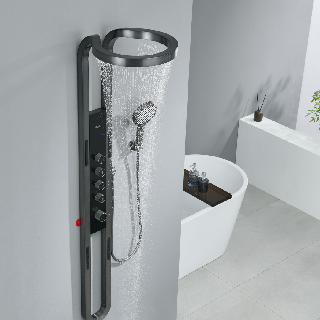 Thermostatisch Douchepaneel Marcelo – Digitale Display - Gunmetal Grey