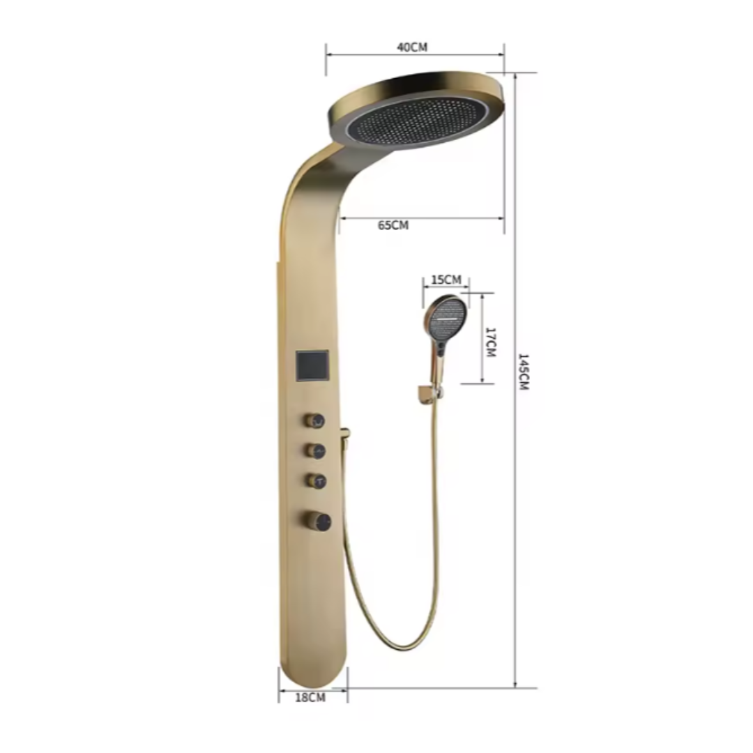 Douchepaneel Elena - LED - Digitaal display - Brushed gold