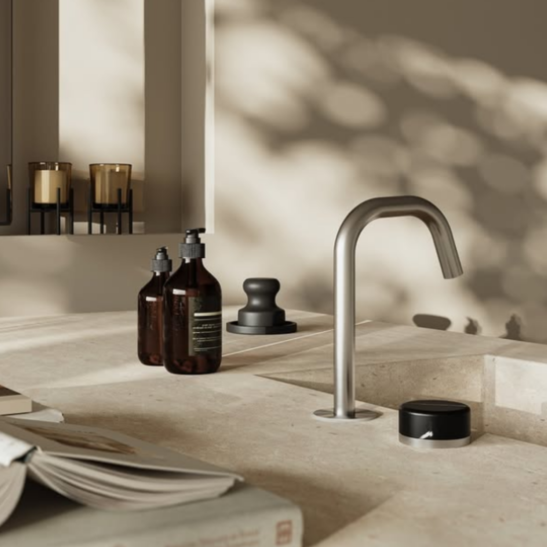 Inbouw mengkraan – Sorrento – Marquina Black – Brushed gold