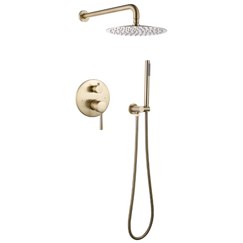 Inbouw Regendoucheset Vincent – Staafhanddouche – Geborsteld goud