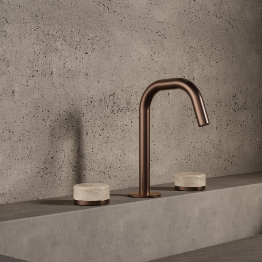 Inbouw mengkraan – Sorrento – Rome Travertine – Brushed gold