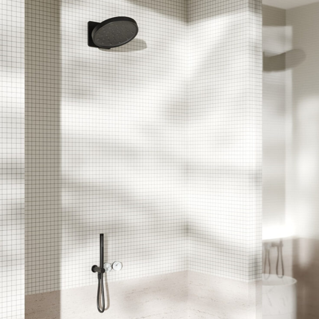 Inbouw douchemengkraan – Sorrento – Arabescato Corchia – Staafhanddouche – Zonder achterplaat – Brushed bronze