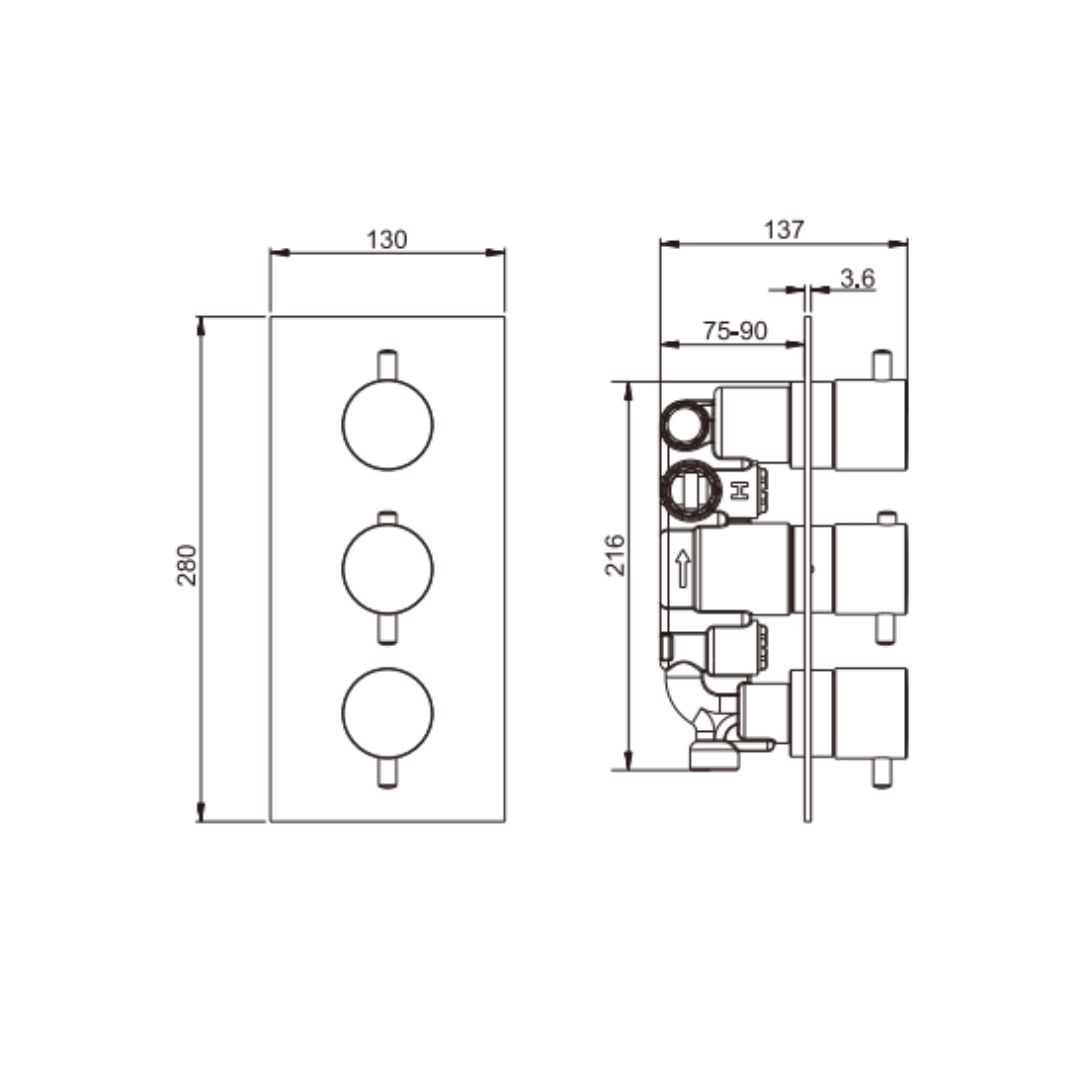 Inbouw thermostaatkraan – Valencia – Graphite