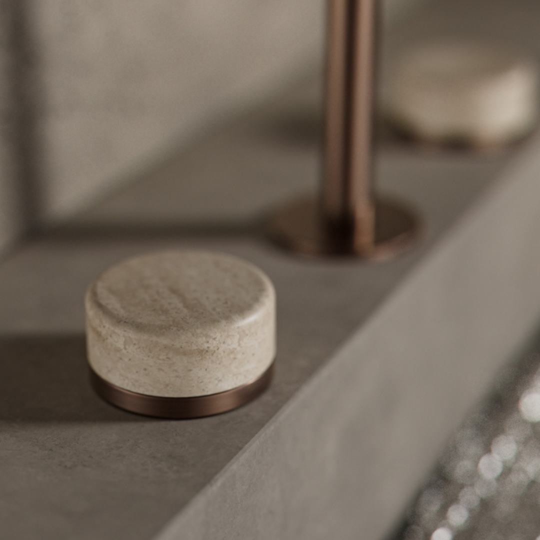 Inbouw mengkraan – Sorrento – Rome Travertine – Brushed gold