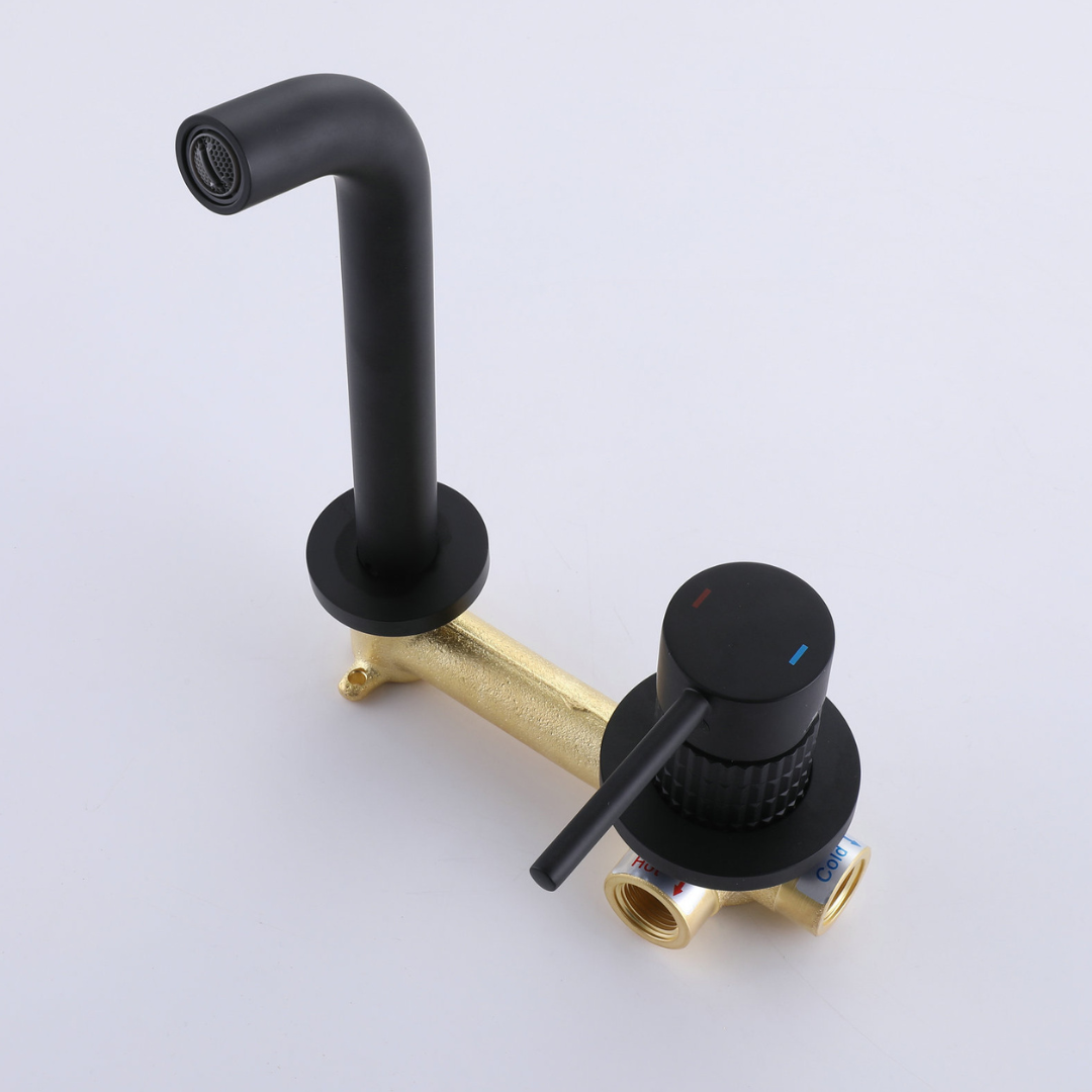 Inbouw wastafelkraan Angelica - Mat zwart - 23 × 20.5 × 10 cm