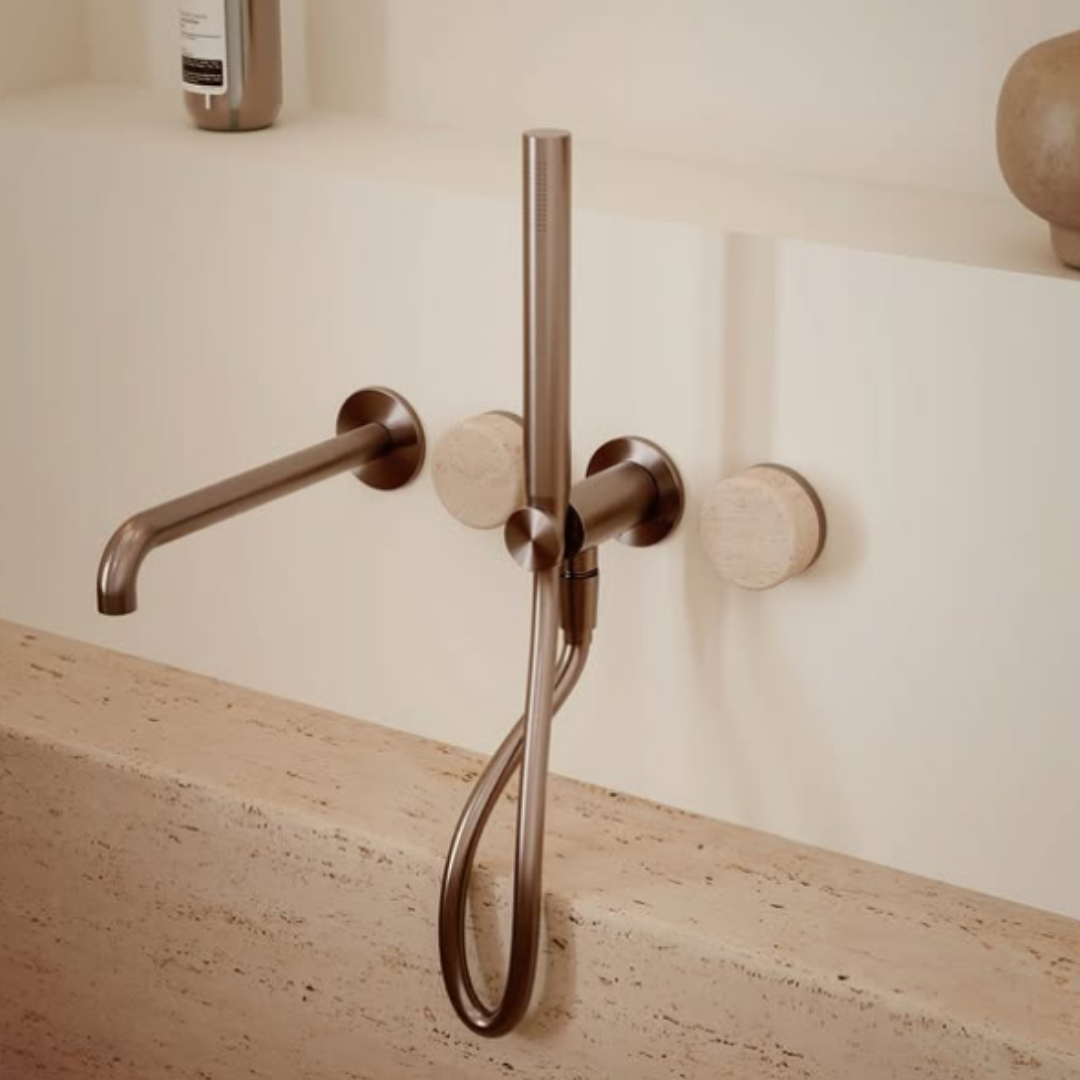 Inbouw mengkraan – Sorrento – Rome Travertine – Brushed gold