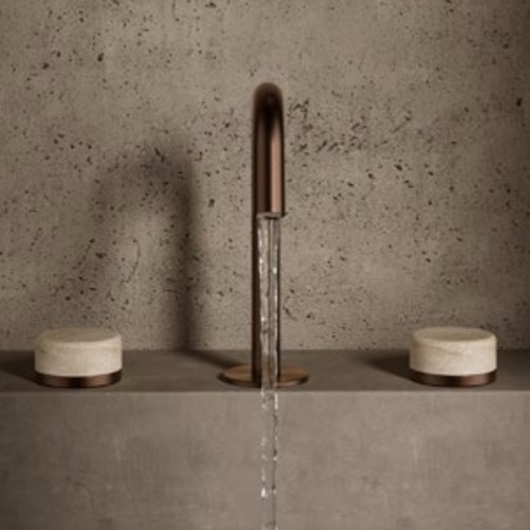 Inbouw mengkraan – Sorrento – Rome Travertine – Brushed gold