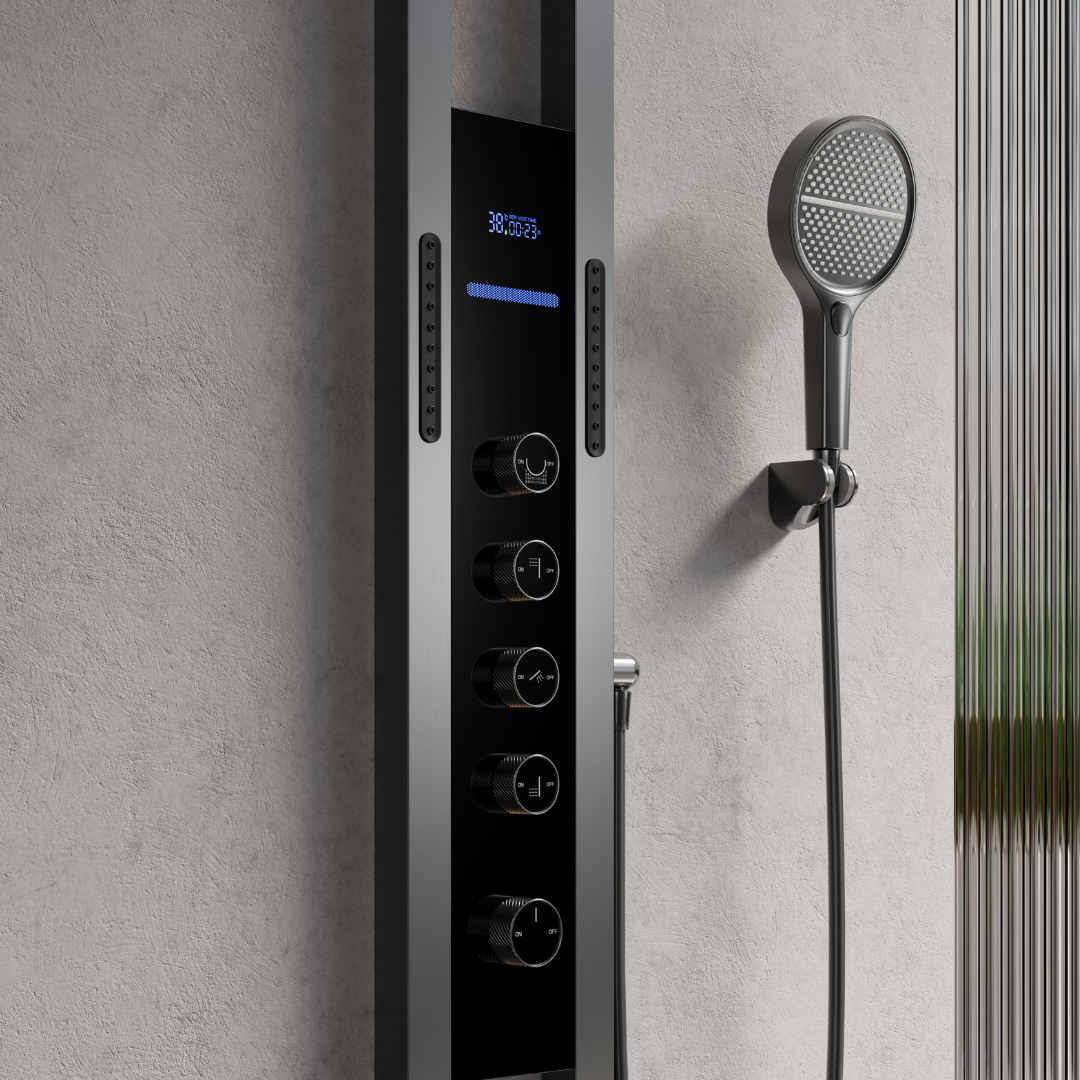 Thermostatisch Douchepaneel Marcelo – Digitale Display - Gunmetal Grey