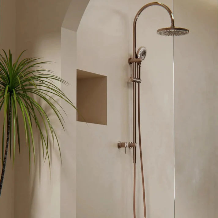Regendoucheset Valencia – Brushed Gold - Air shower - Met inbouwmengkraan
