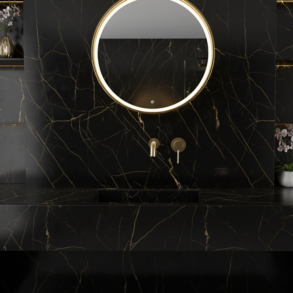 Inbouw wastafelkraan Angelica - Geborsteld goud - 23 × 20.5 × 10 cm