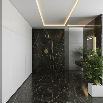 Inbouw Regendoucheset Vincent – Staafhanddouche – Geborsteld goud