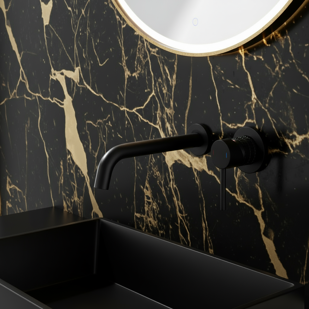 Inbouw wastafelkraan Angelica - Mat zwart - 23 × 20.5 × 10 cm