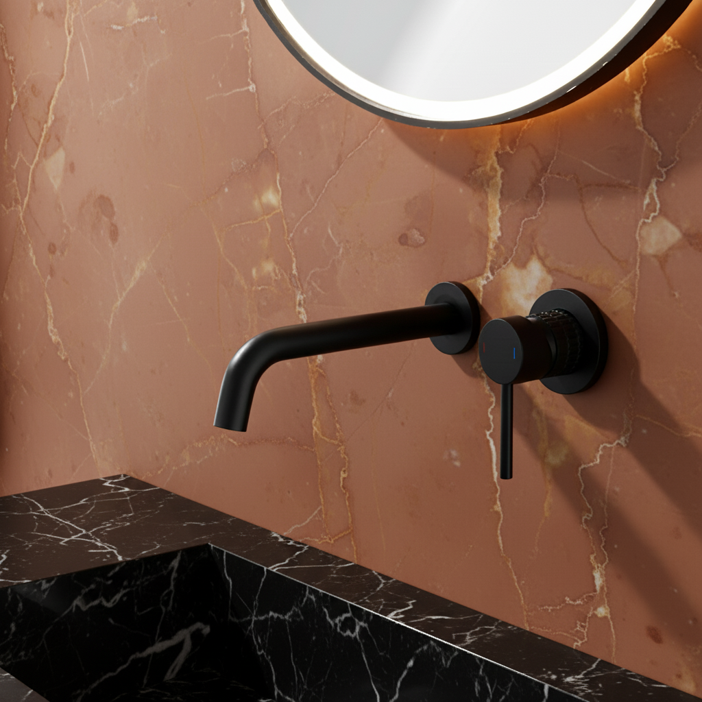 Inbouw wastafelkraan Angelica - Mat zwart - 23 × 20.5 × 10 cm