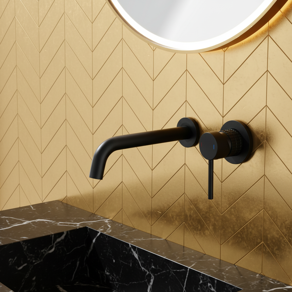 Inbouw wastafelkraan Angelica - Mat zwart - 23 × 20.5 × 10 cm