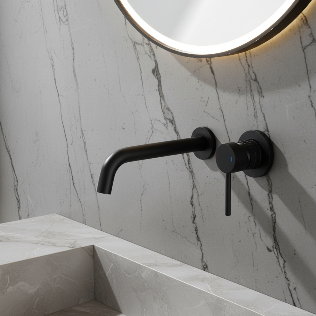 Inbouw wastafelkraan Angelica - Mat zwart - 23 × 20.5 × 10 cm