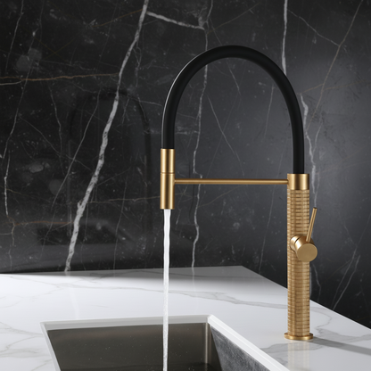 Semi-professionele Keukenkraan Angelica – Uittrekbare Uitloop – Geborsteld goud - 52.9 × 24.9 × 5.5 cm