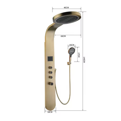 Douchepaneel Elena - LED - Digitaal display - Brushed gold