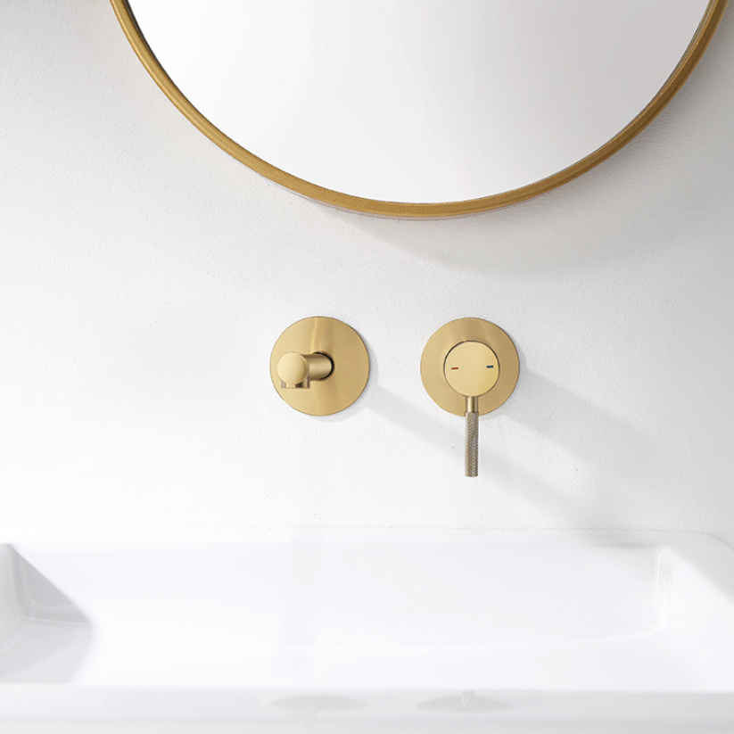 Inbouw wastafelkraan Taylor - Geborsteld goud