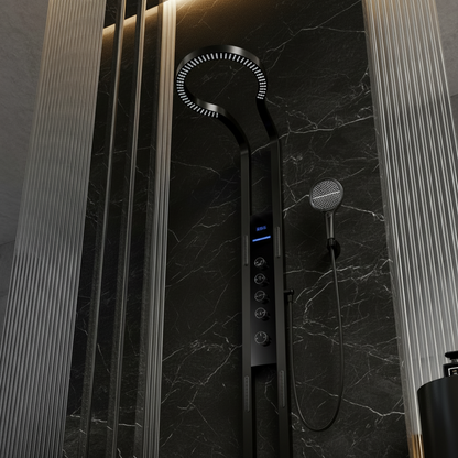 Thermostatisch Douchepaneel Marcelo – Digitale Display - Mat zwart - 182 × 40 × 52 cm
