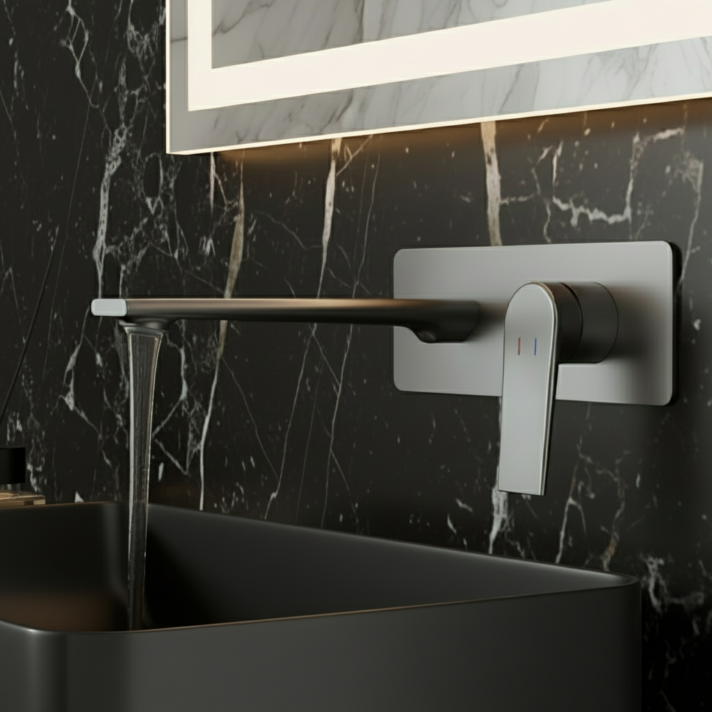 Inbouw wastafelkraan Diego  – Gunmetal grey - 22,5 × 11 × 20 cm