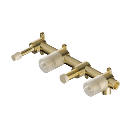 Inbouw badmengkraan Sorrento - Marquina Black - Staafhanddouche en uitloop - Zonder achterplaat - Brushed gold
