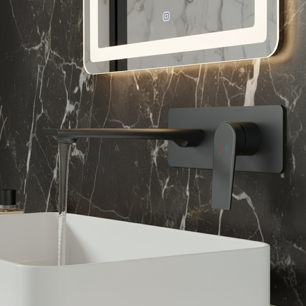 Inbouw wastafelkraan Diego  – Mat zwart - 22,5 × 11 × 20 cm