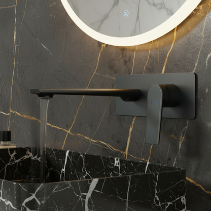 Inbouw wastafelkraan Diego  – Mat zwart - 22,5 × 11 × 20 cm