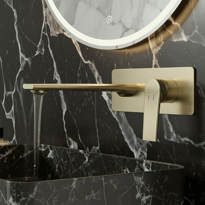 Inbouw wastafelkraan Diego  – Geborsteld goud - 22,5 × 11 × 20 cm