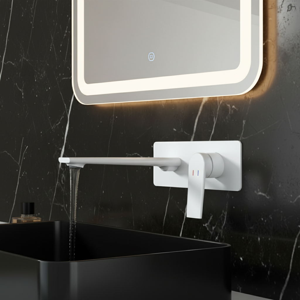 Inbouw wastafelkraan Diego  – Mat wit - 22,5 × 11 × 20 cm