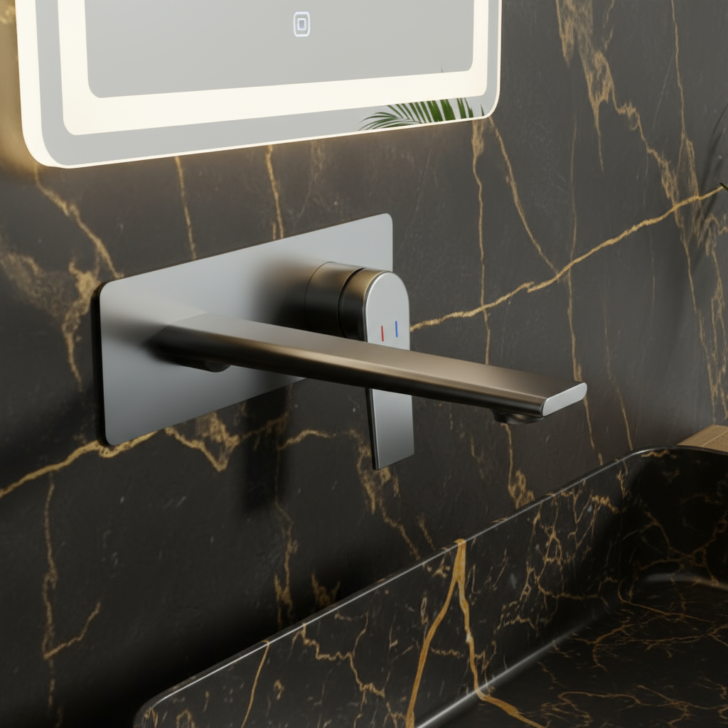 Inbouw wastafelkraan Diego  – Gunmetal grey - 22,5 × 11 × 20 cm