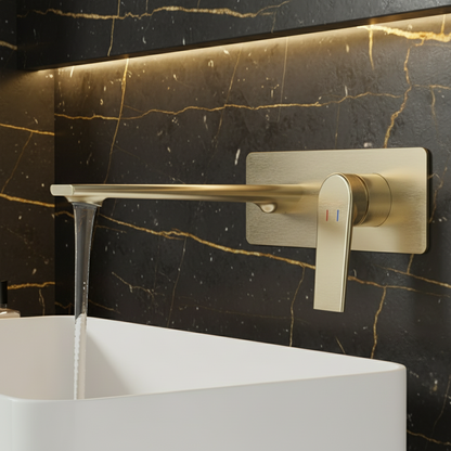 Inbouw wastafelkraan Diego  – Geborsteld goud - 22,5 × 11 × 20 cm