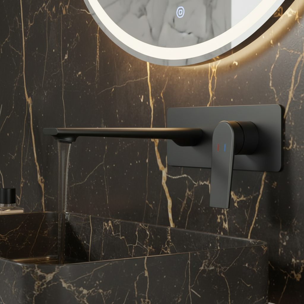 Inbouw wastafelkraan Diego  – Mat zwart - 22,5 × 11 × 20 cm