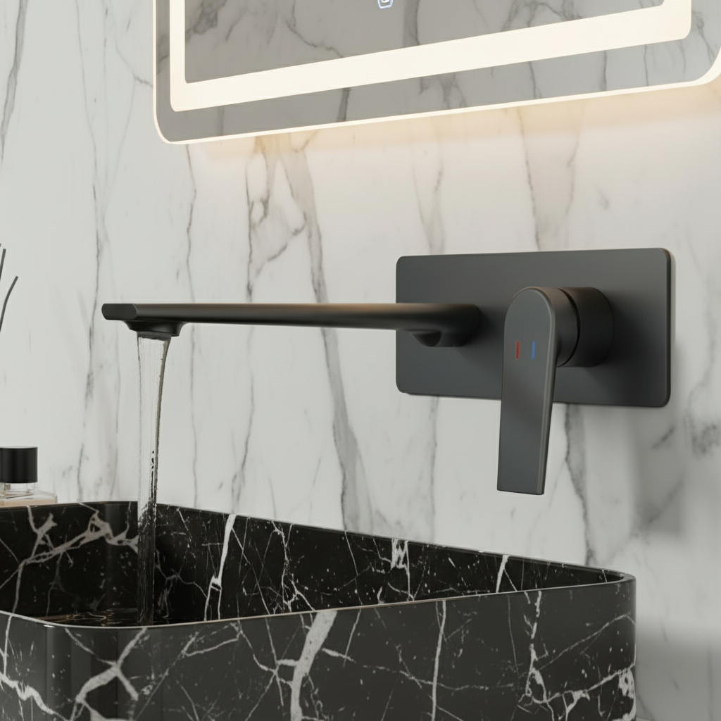 Inbouw wastafelkraan Diego  – Mat zwart - 22,5 × 11 × 20 cm