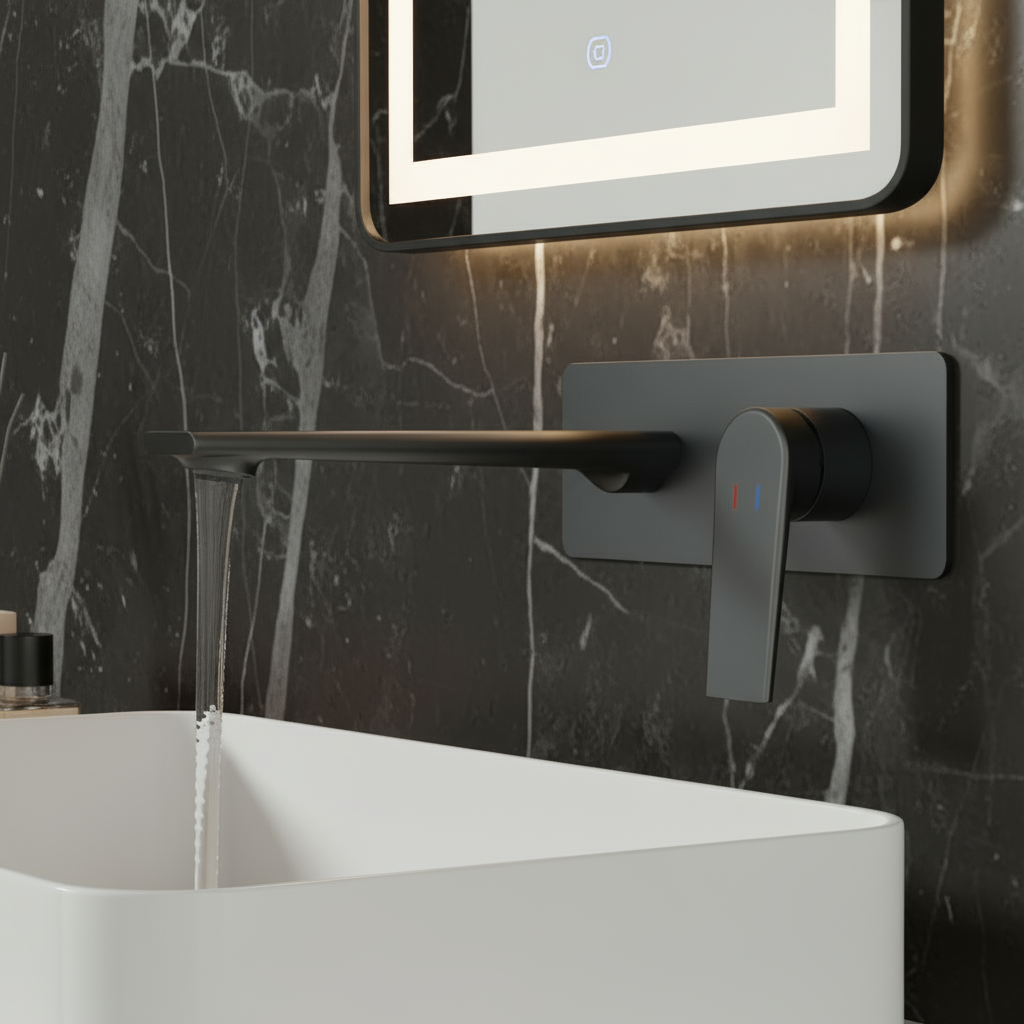 Inbouw wastafelkraan Diego  – Mat zwart - 22,5 × 11 × 20 cm