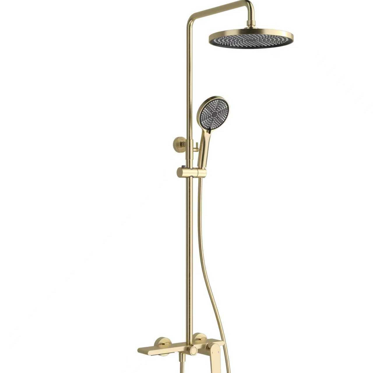 Opbouw regendoucheset Cynthia - Geborsteld goud - 130 × 35 × 25 cm