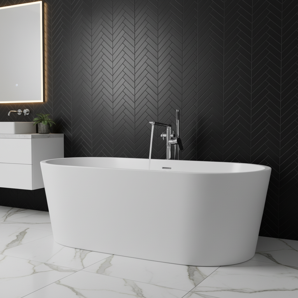 Vrijstaande badkraan Emilia - Chroom - 88 × 22 × 16 cm