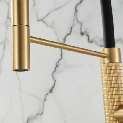 Semi-professionele Keukenkraan Angelica – Uittrekbare Uitloop – Geborsteld goud - 52.9 × 24.9 × 5.5 cm