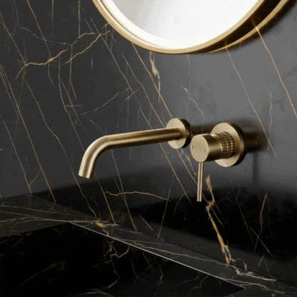 Inbouw wastafelkraan Angelica - Geborsteld goud - 23 × 20.5 × 10 cm