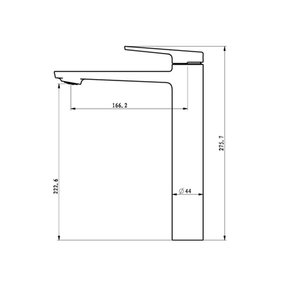Hoge wastafelkraan Diego  – Geborsteld goud - 27,5 × 16,6 × 22,3 cm