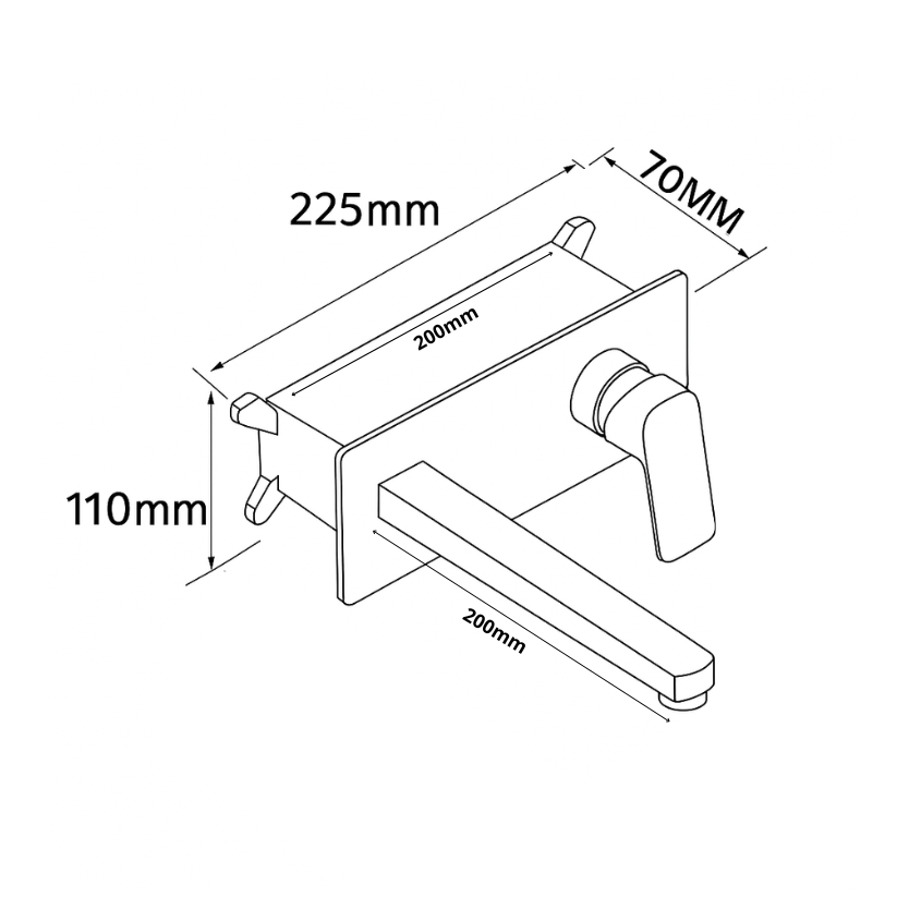 Inbouw wastafelkraan Diego  – Gunmetal grey - 22,5 × 11 × 20 cm