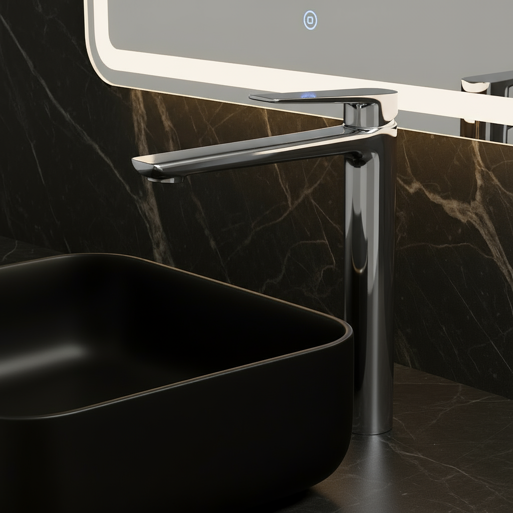 Hoge wastafelkraan Diego  – Chroom- 27,5 × 16,6 × 22,3 cm