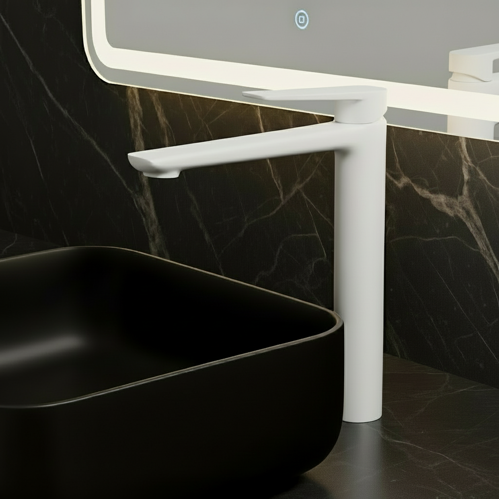 Hoge wastafelkraan Diego  – Mat wit - 27,5 × 16,6 × 22,3 cm