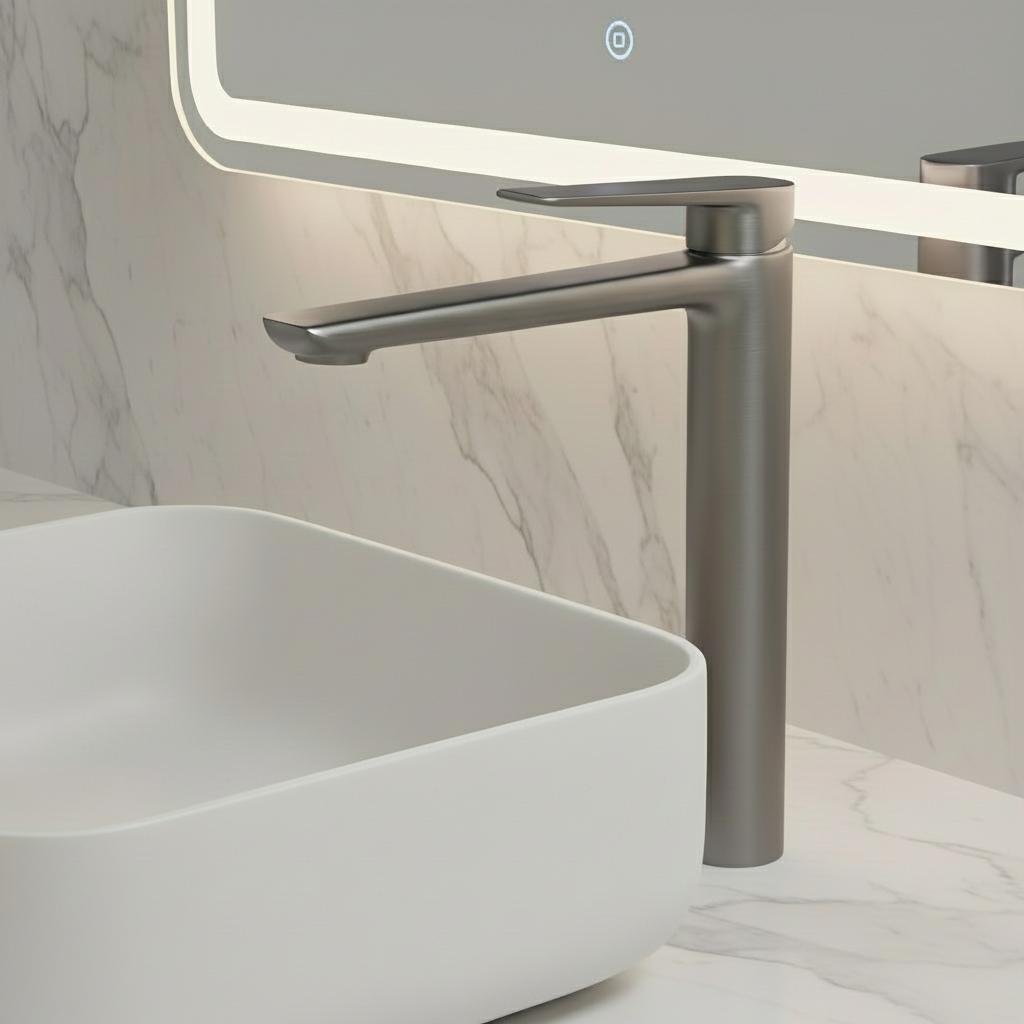 Hoge wastafelkraan Diego  – Gunmetal grey - 27,5 × 16,6 × 22,3 cm