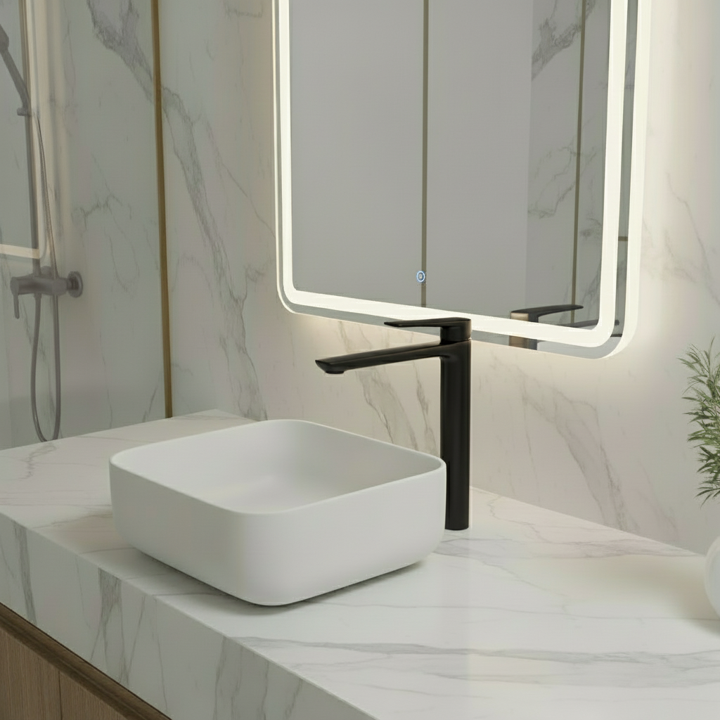 Hoge wastafelkraan Diego  – Mat zwart - 27,5 × 16,6 × 22,3 cm