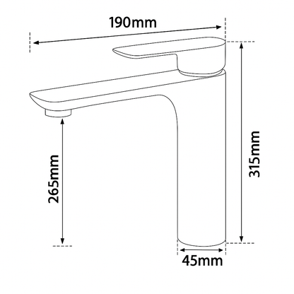 Hoge wastafelkraan  – Silvio – Chroom - 31,5 × 19 × 4,5 cm