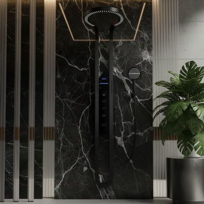 Thermostatisch Douchepaneel Marcelo – Digitale Display - Mat zwart - 182 × 40 × 52 cm