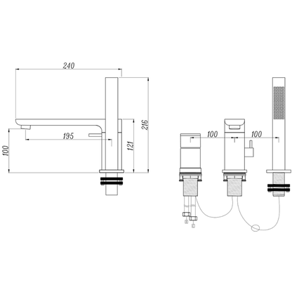 Opbouw badkraan Vero – Mat zwart - 21,6 × 24 × 19,5 cm
