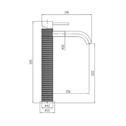 Hoge wastafelkraan Angelica - Mat zwart - 30,5 × 5,5 × 19 cm