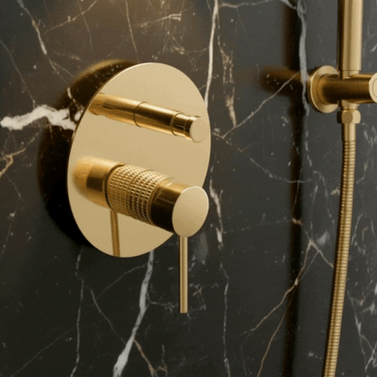 Inbouw Regendoucheset Angelica – Staafhanddouche – Geborsteld goud
