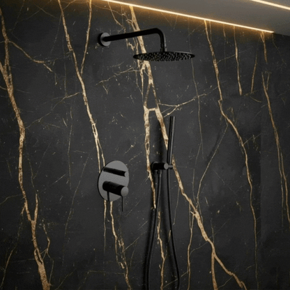 Inbouw Regendoucheset Angelica – Staafhanddouche – Mat zwart